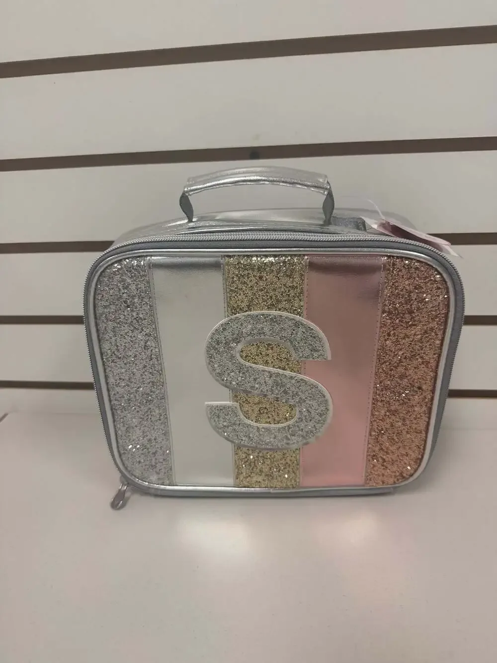 Justice Girls Glitter Stripe Initial S Backpack & Lunch Box NWT